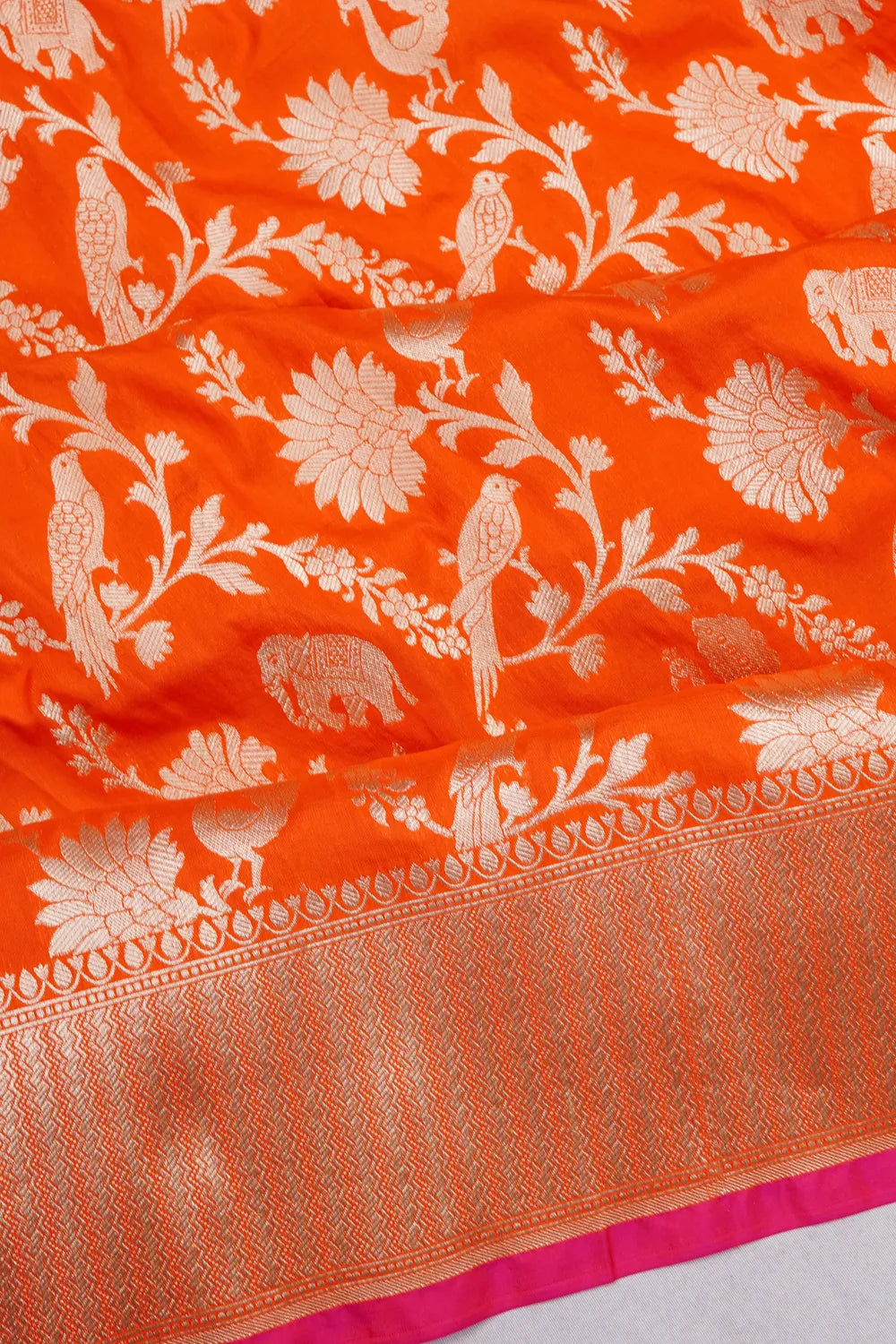 Banarasi Silk Phekwa Brocade Orange Saree