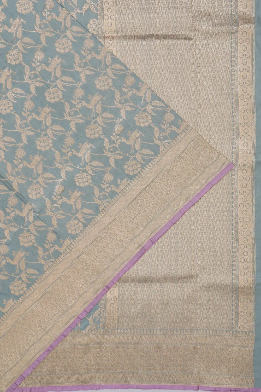 Banarasi Silk Phekwa Brocade Pastel Grey Saree