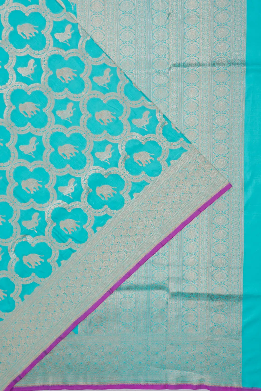 Banarasi Silk Phekwa Jaal And Butta Sky Blue Saree