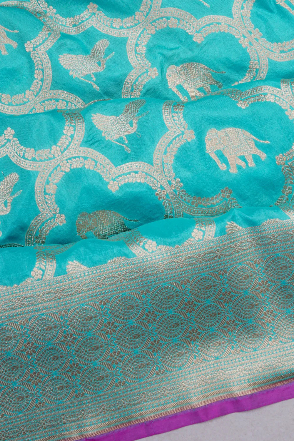 Banarasi Silk Phekwa Jaal And Butta Sky Blue Saree