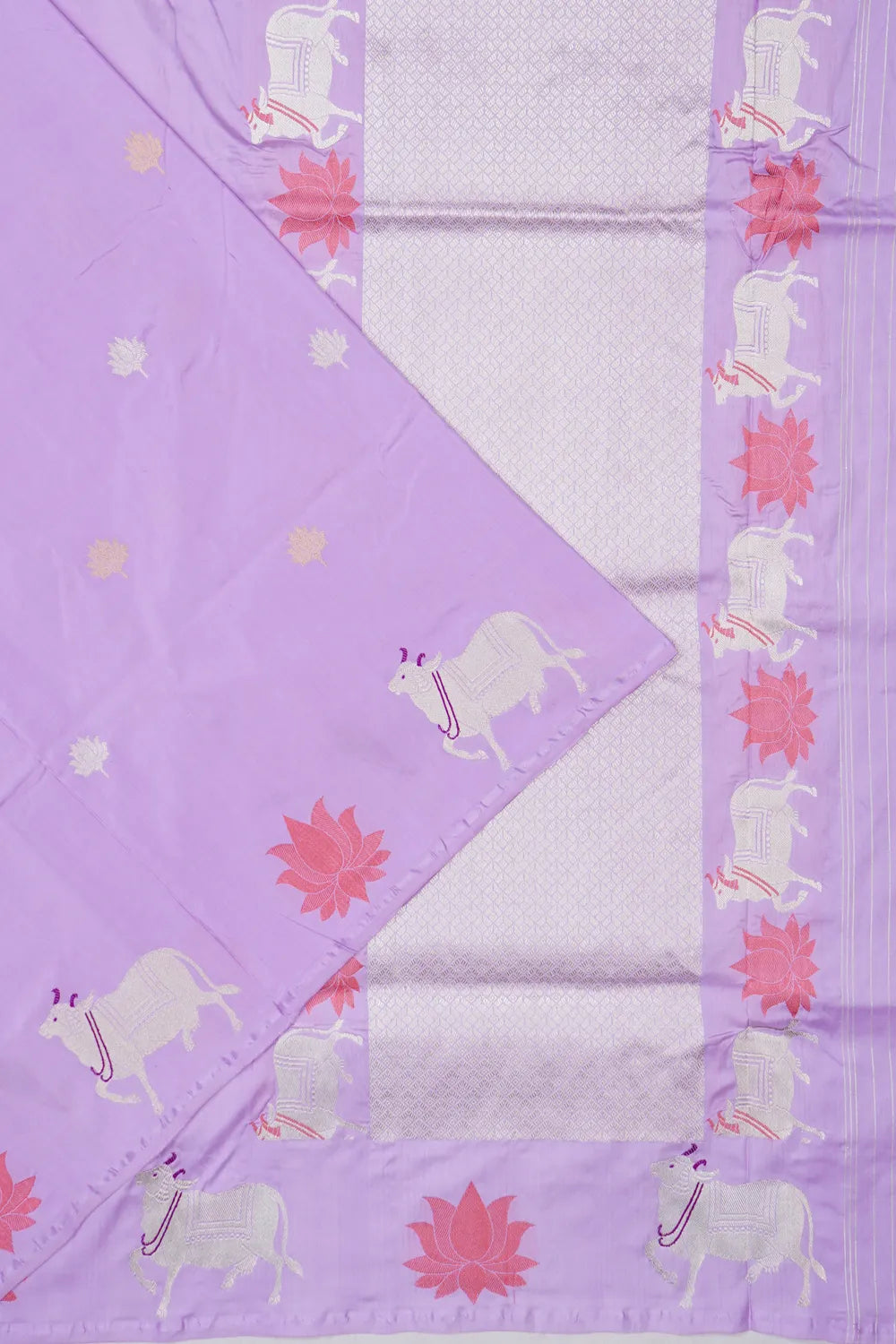 Banarasi Silk Butta Lavender Saree With Pichwai Border