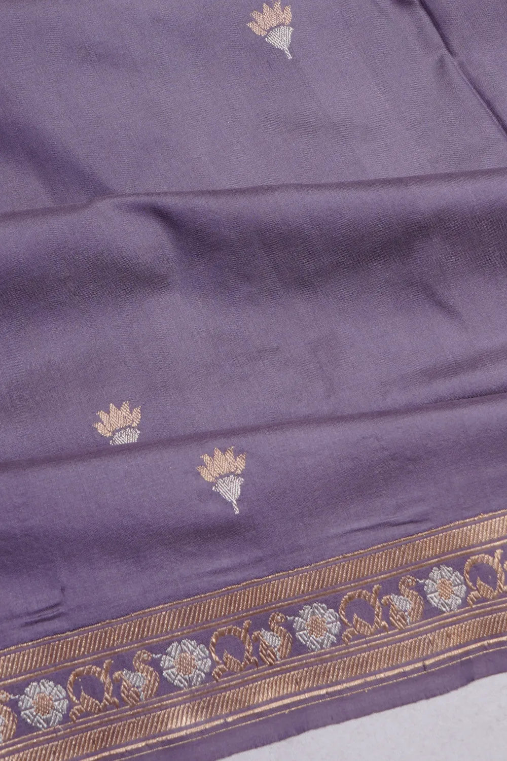 Banarasi Silk Kadwa Butta Elephant Grey Saree