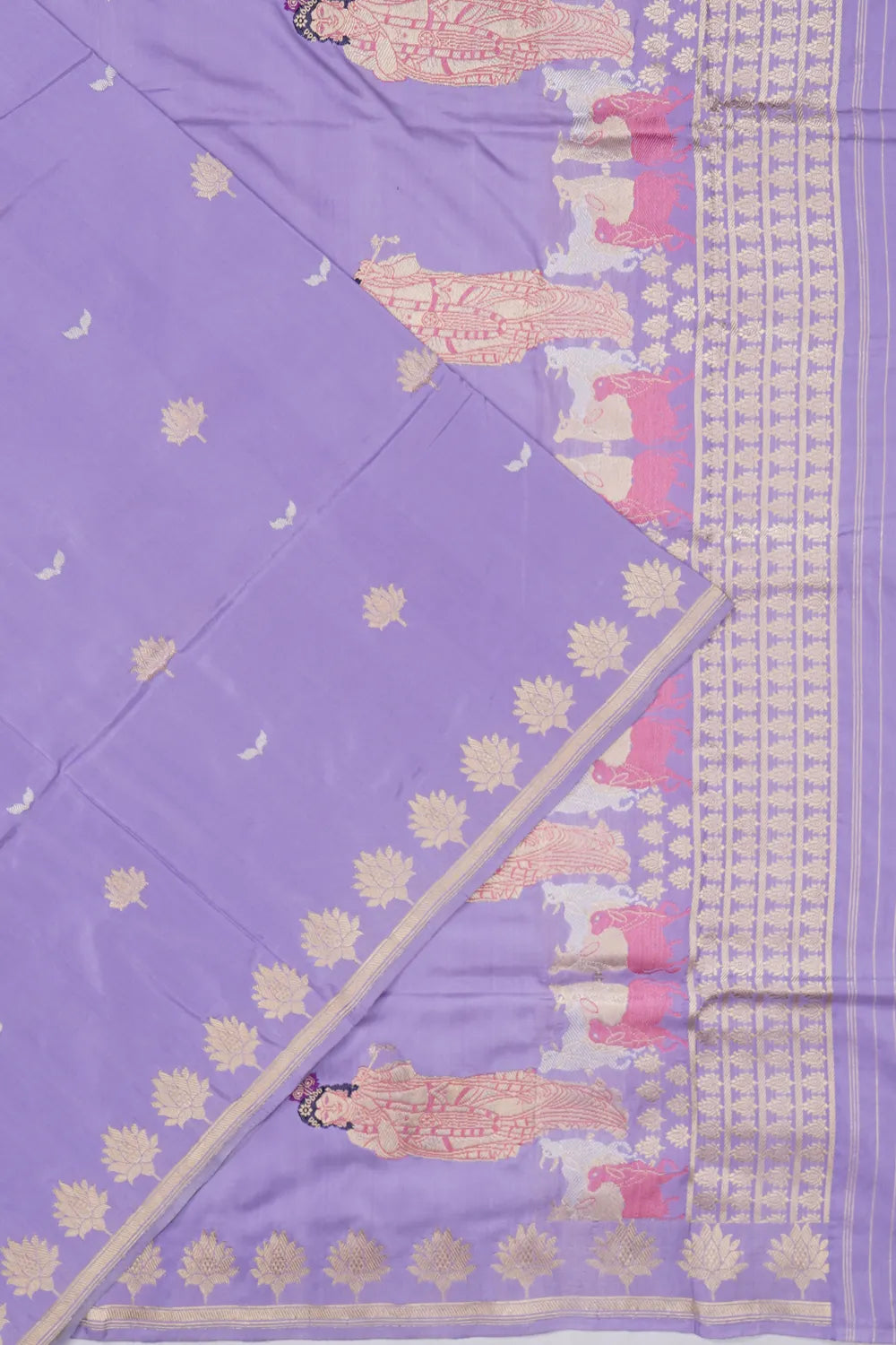 Banarasi Silk Kadwa Butta Pastel Blue Saree