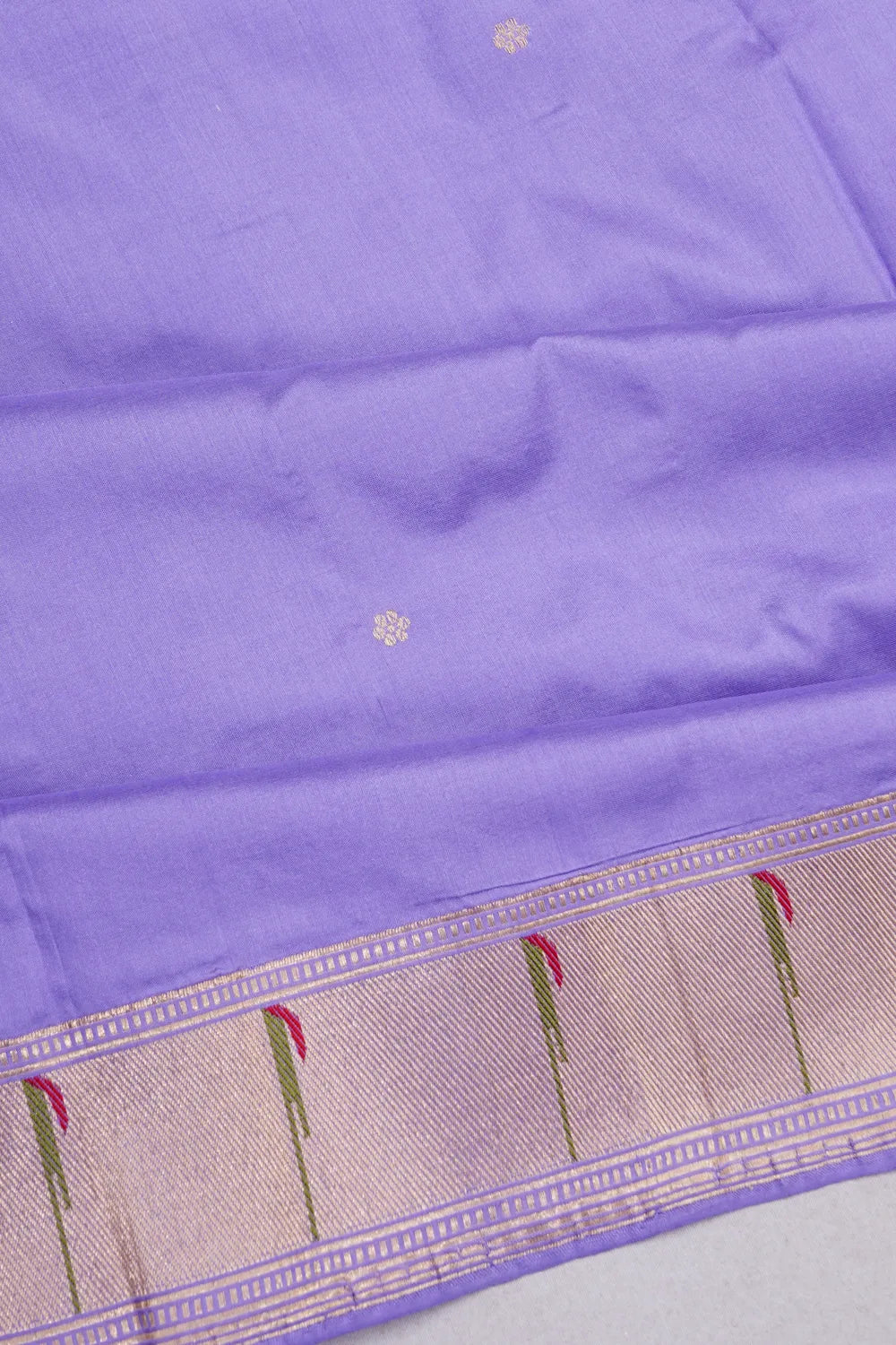 Banarasi Silk Kadwa Butta Pastel Blue Saree With Paithani Inspired Muniya Border