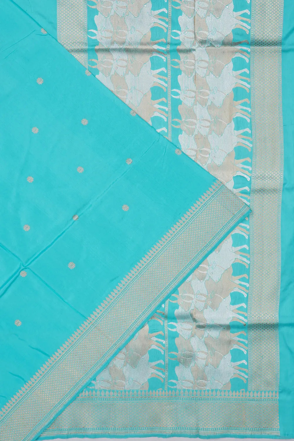 Banarasi Silk Kadwa Butta Sky Blue Saree With Pichwai Pallu