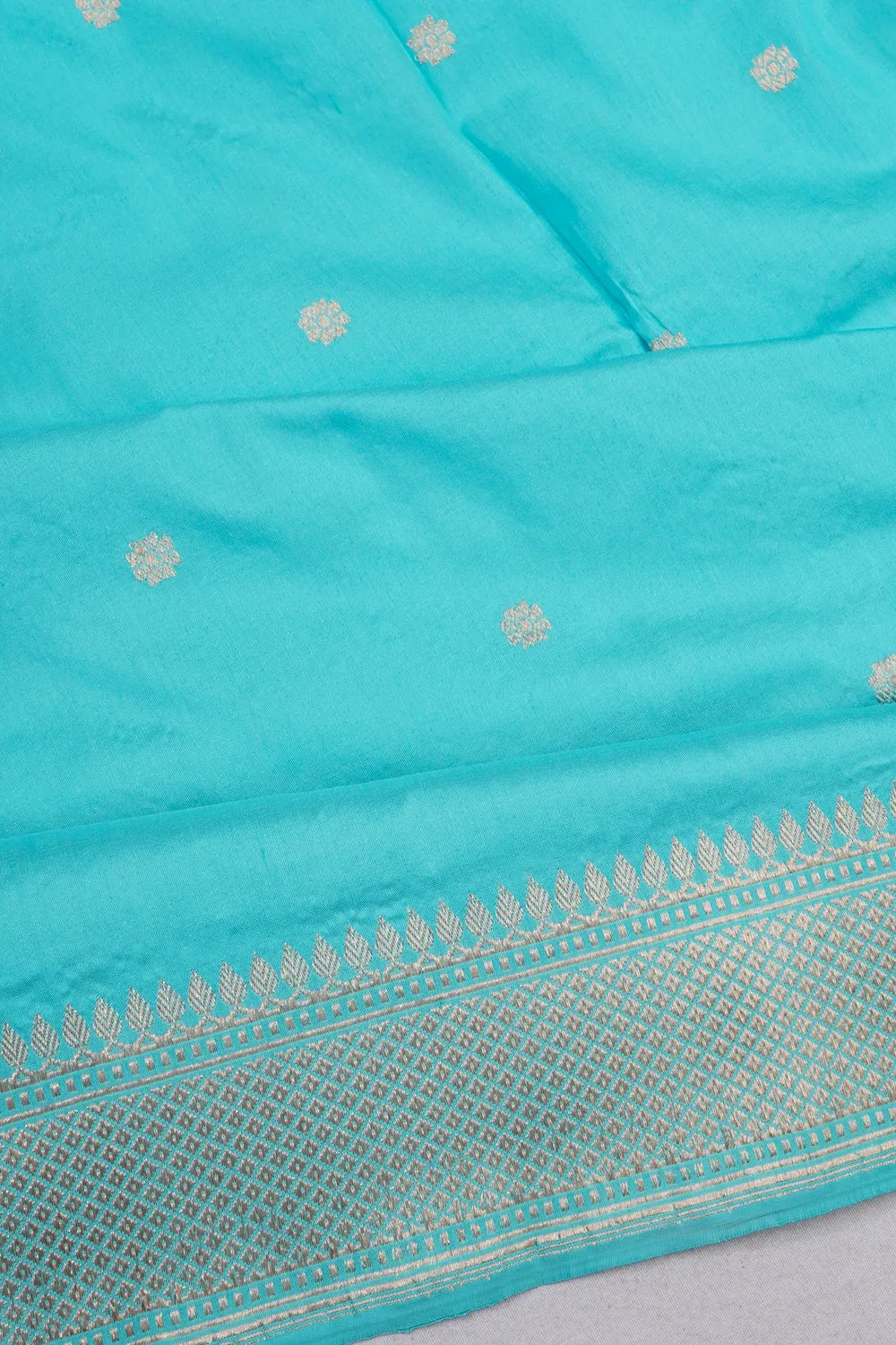 Banarasi Silk Kadwa Butta Sky Blue Saree With Pichwai Pallu