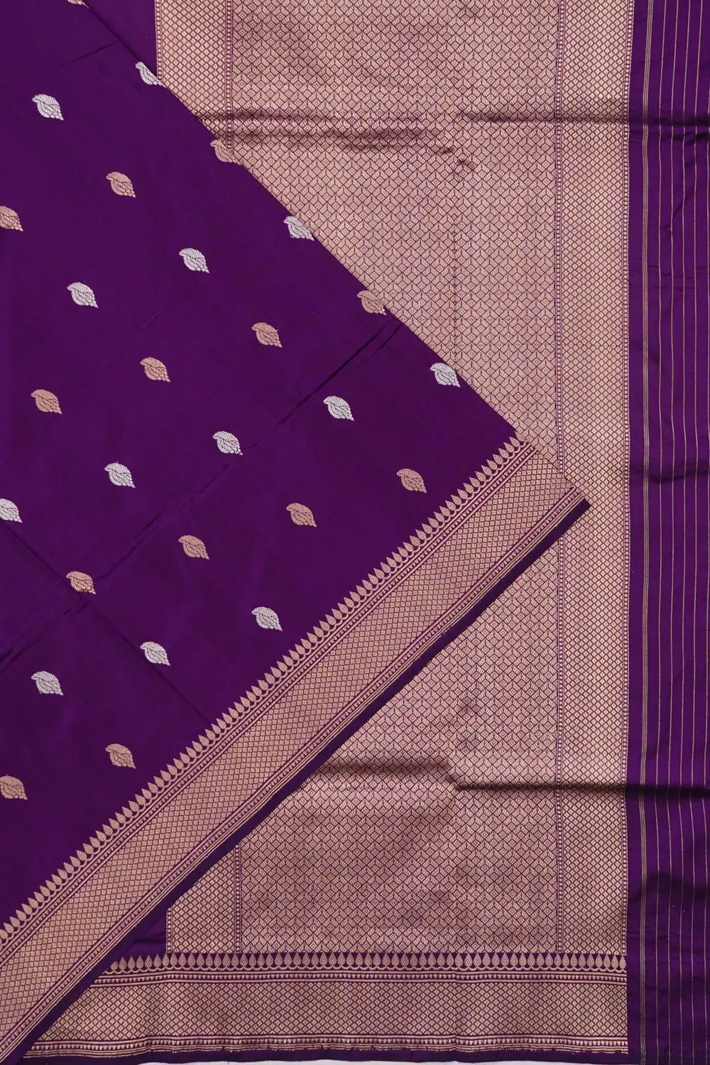 Banarasi Silk Kadwa Butta Purple Saree
