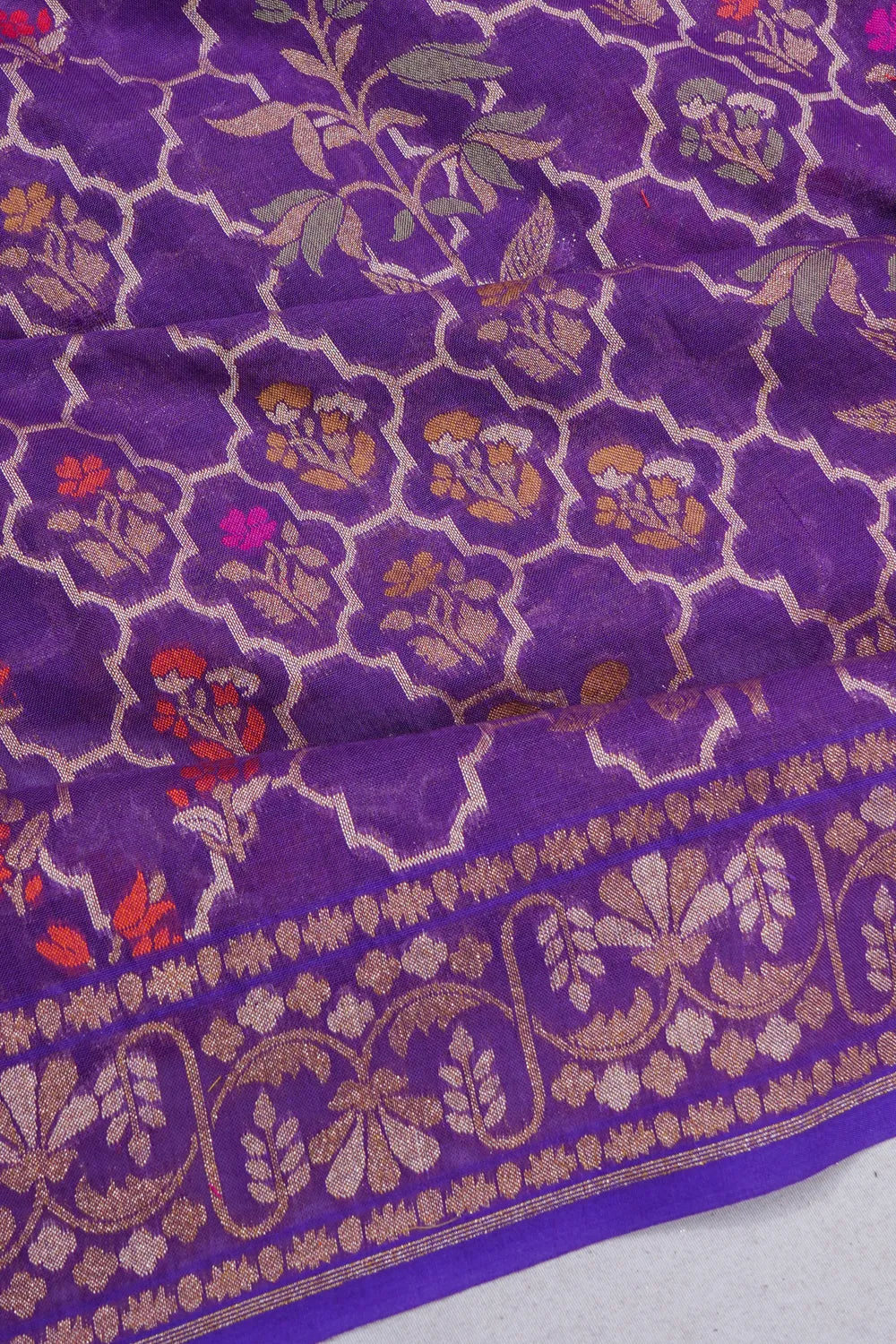 Banarasi Cotton Brocade Violet Saree