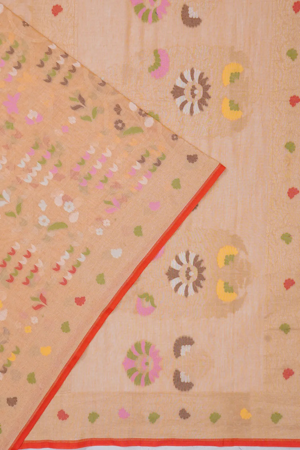 Banarasi Cotton Brocade Cream Saree