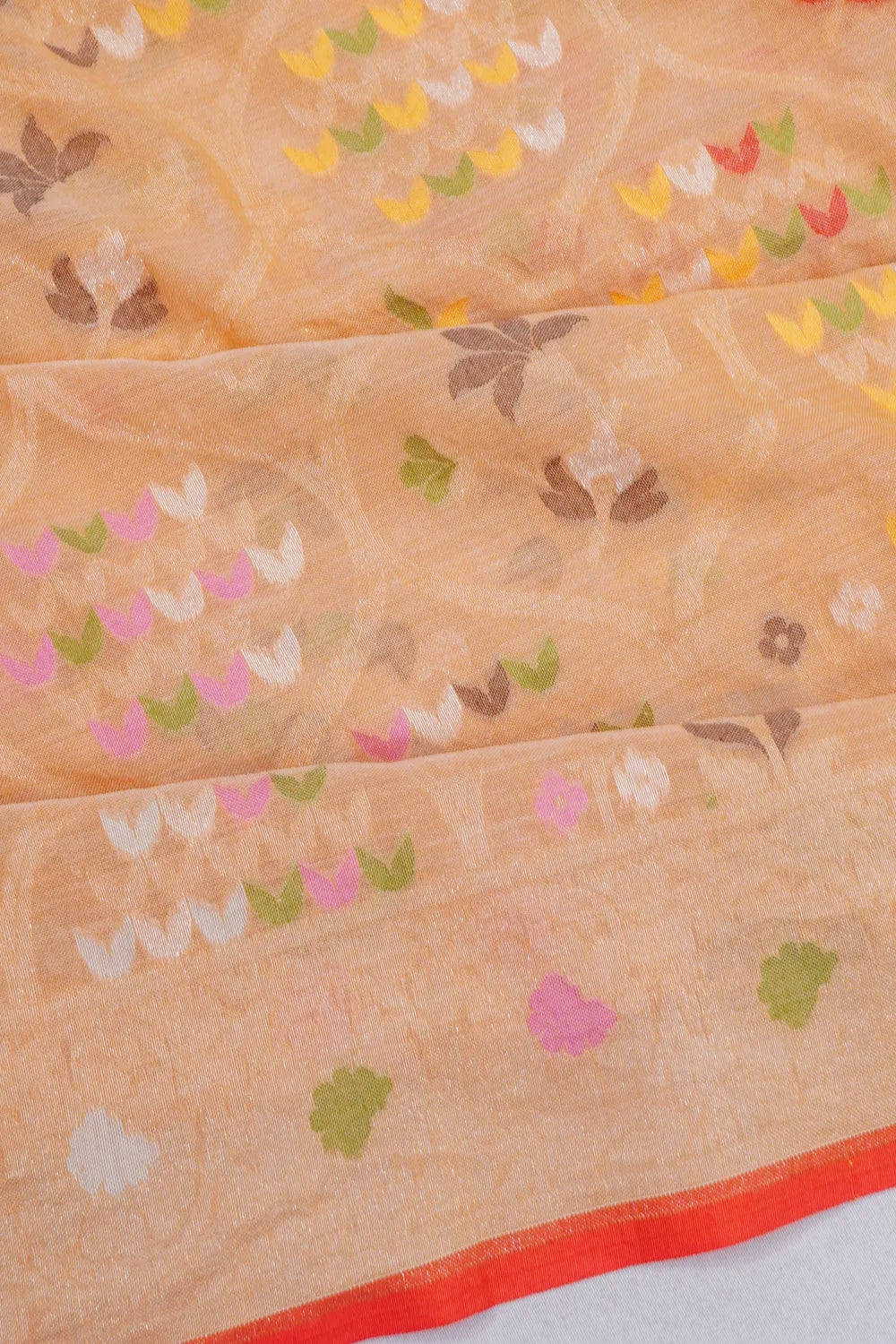 Banarasi Cotton Brocade Cream Saree