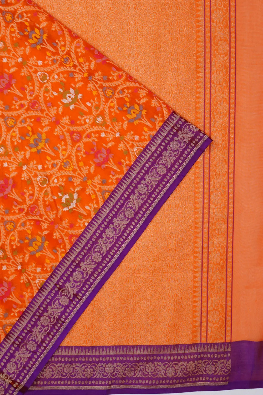 Banarasi Kora Organza Brocade Orange Saree