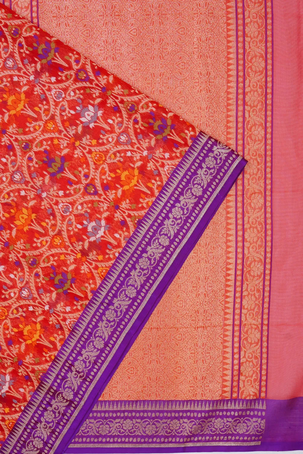 Banarasi Kora Organza Brocade Red Saree