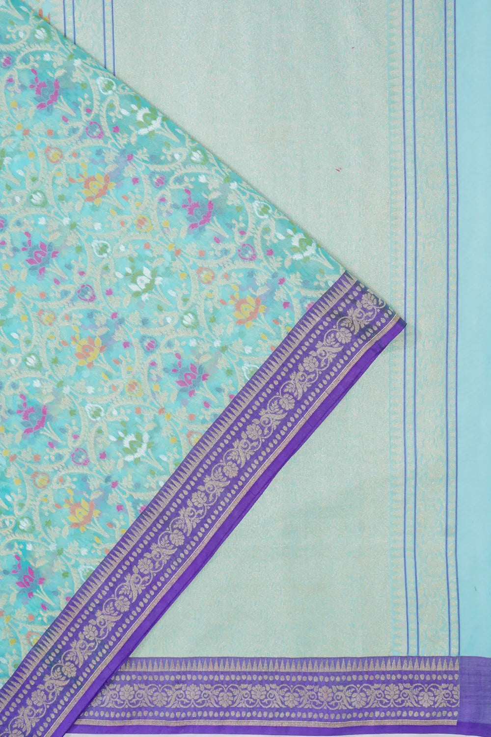 Banarasi Kora Organza Brocade Sky Blue Saree