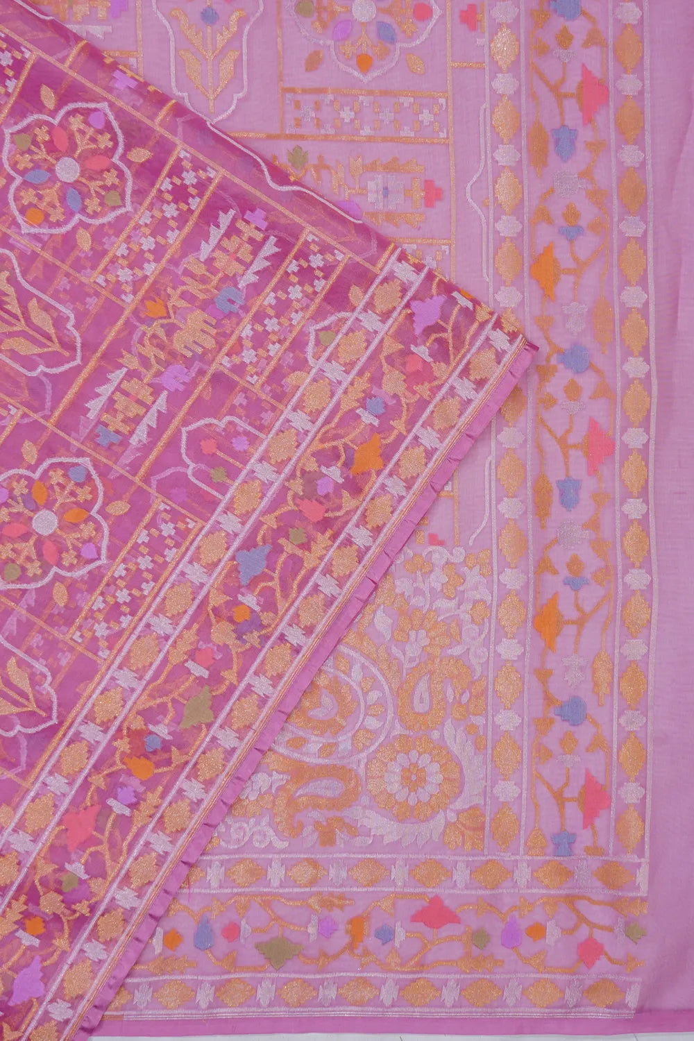 Banarasi Kora Organza Brocade Lavender Saree