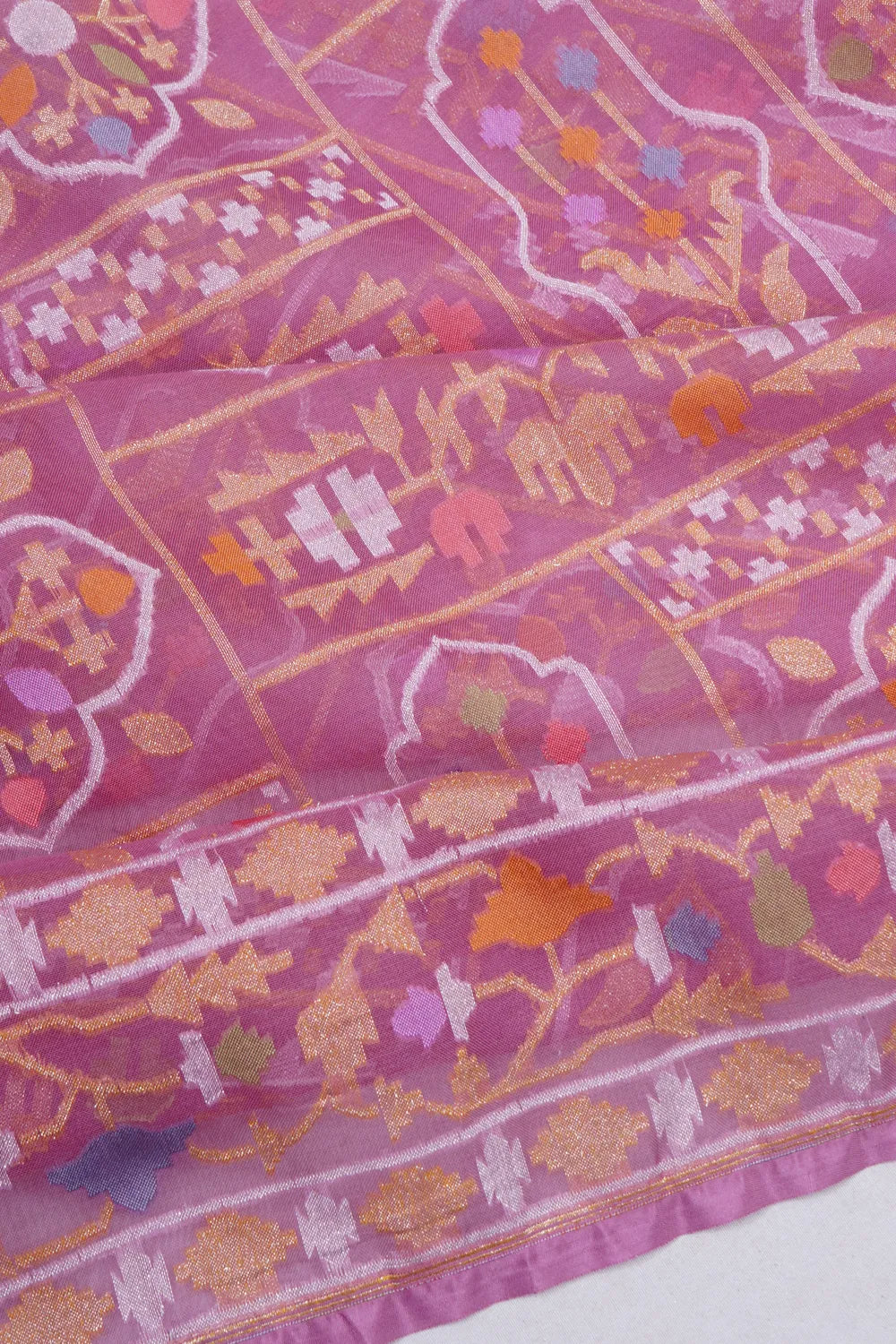 Banarasi Kora Organza Brocade Lavender Saree