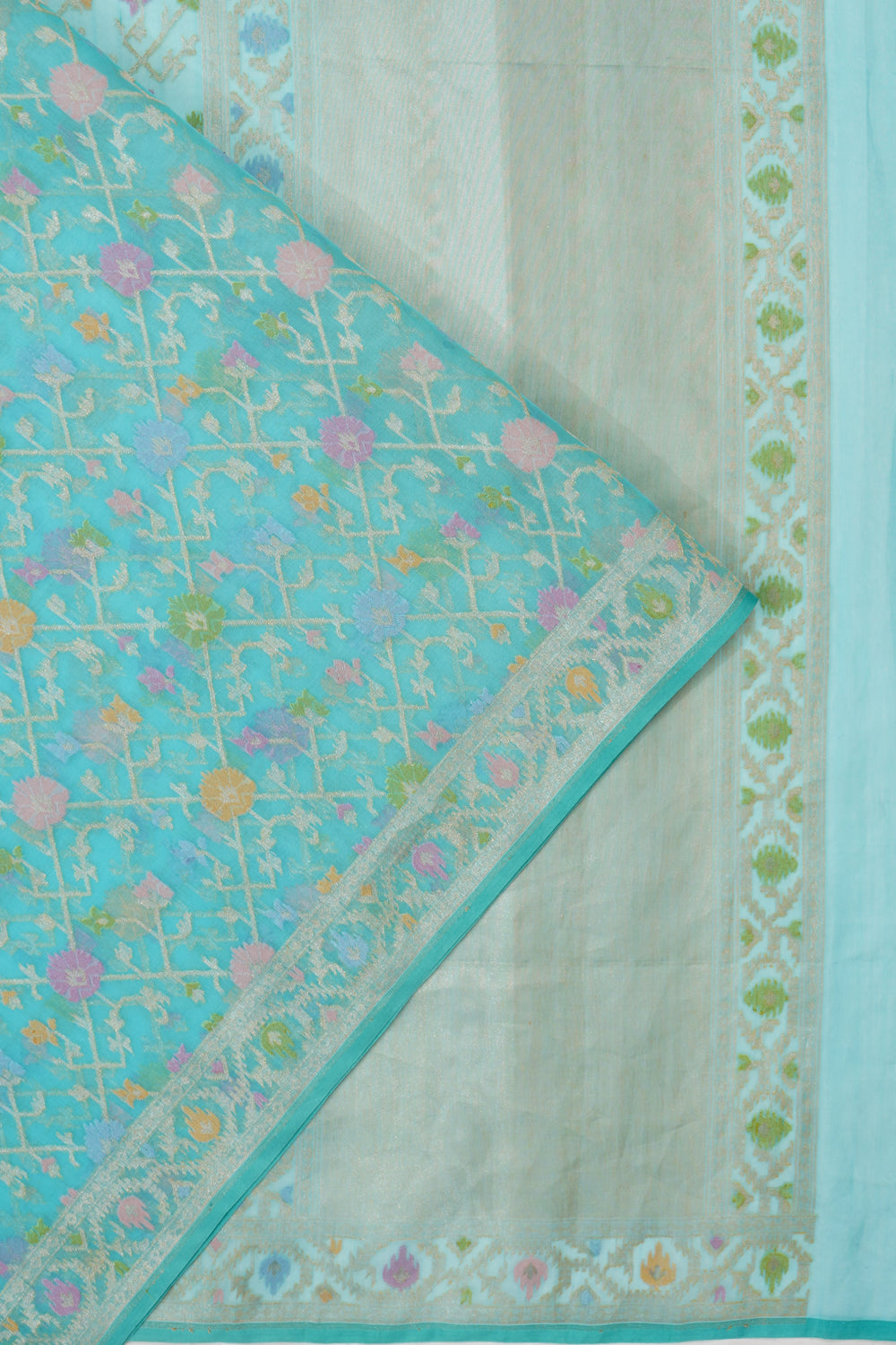 Banarasi Kora Organza Brocade Sky Blue Saree