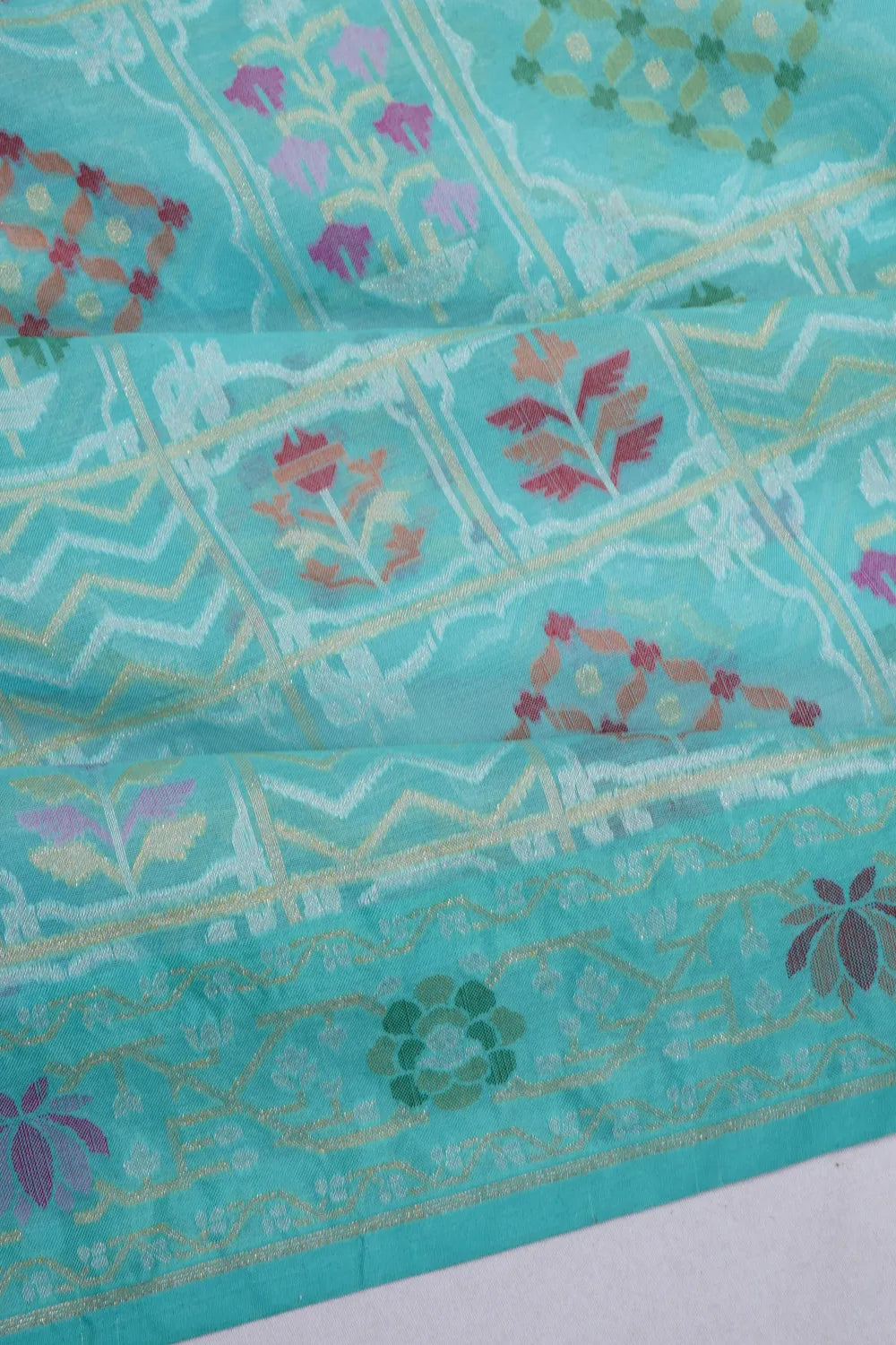 Banarasi Cotton Brocade Sky Blue Saree