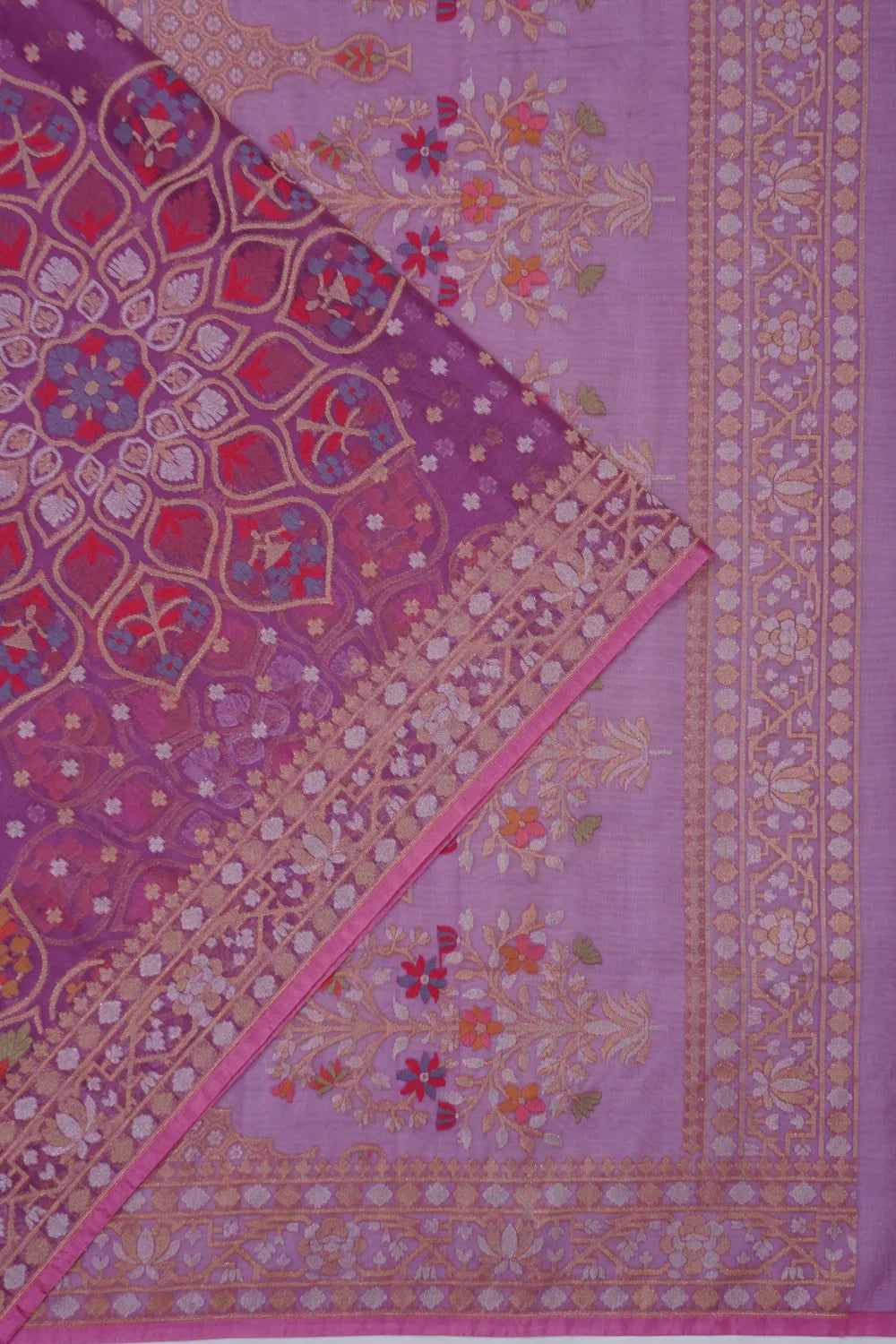 Banarasi Kora Organza Brocade Purple Saree