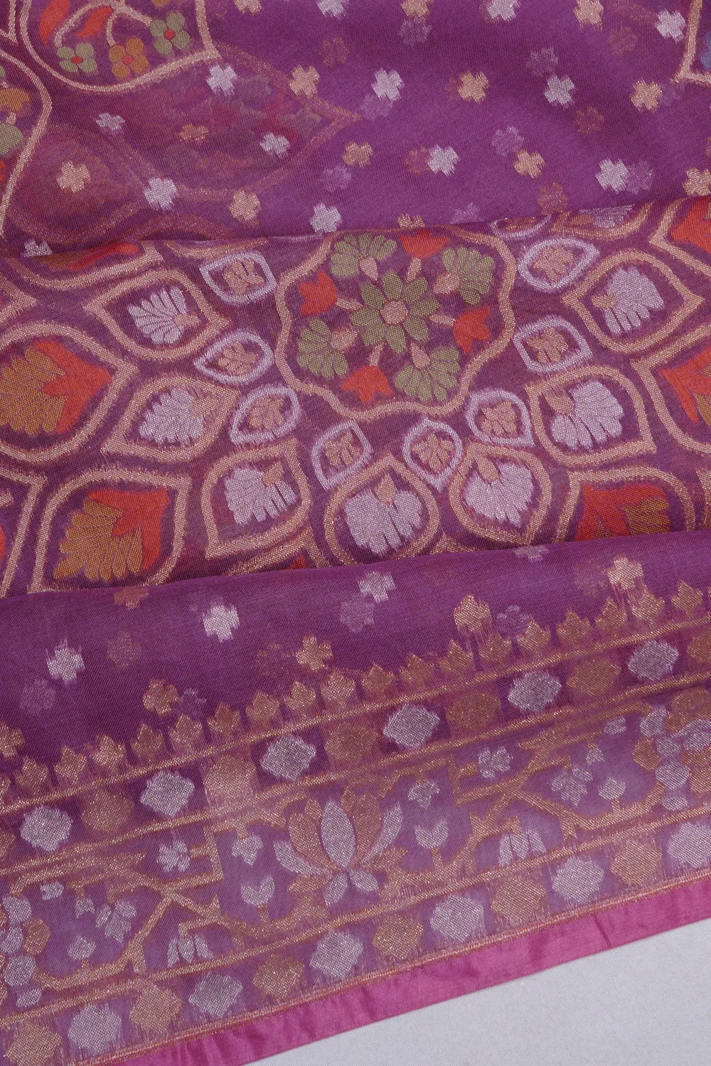 Banarasi Kora Organza Brocade Purple Saree