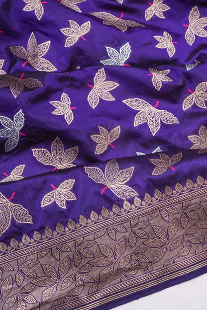 Banarasi Silk Brocade Violet Saree