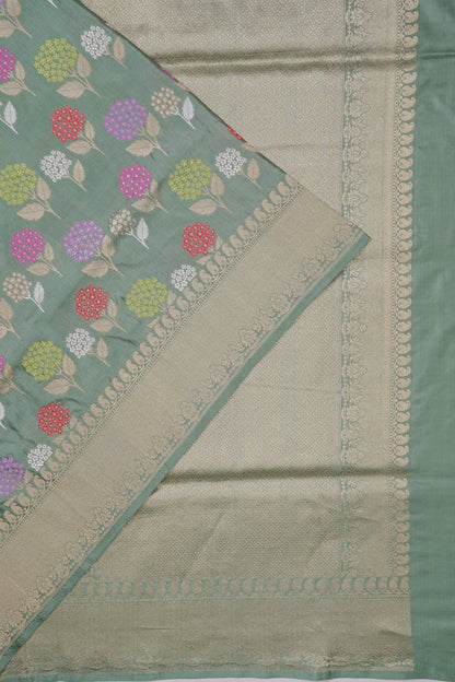 Banarasi Silk Meenakari Butta Sage Green Saree