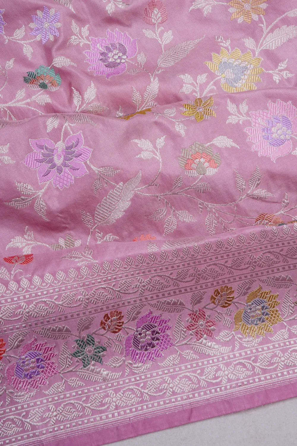Banarasi Silk Meenakari Kadwa Jaal Lavender Saree