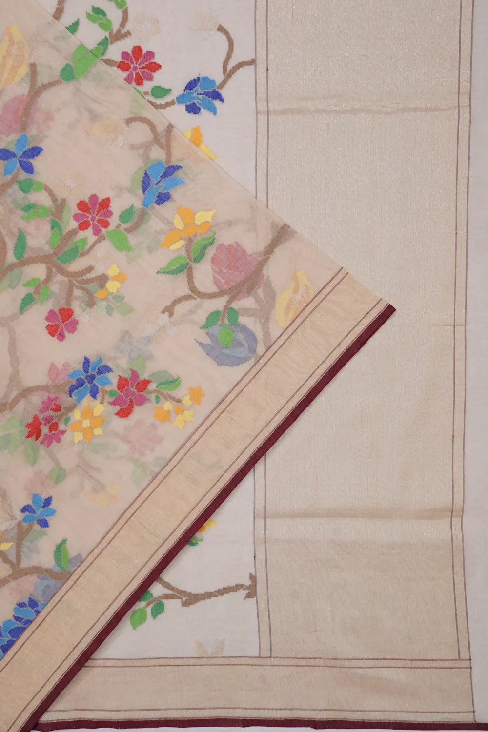 Banarasi Cotton All Over Jamdani Cream Saree