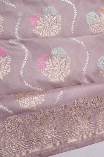 Banarasi Silk Butta Lilac Saree