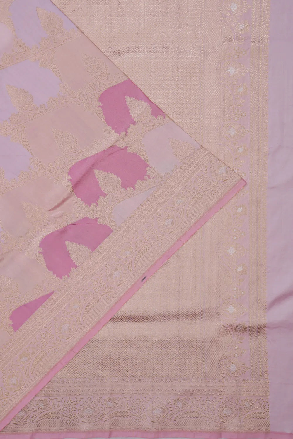 Banarasi Silk Kadwa Jaal Rangkat Pink Saree