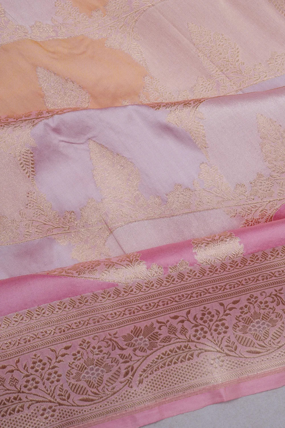 Banarasi Silk Kadwa Jaal Rangkat Pink Saree