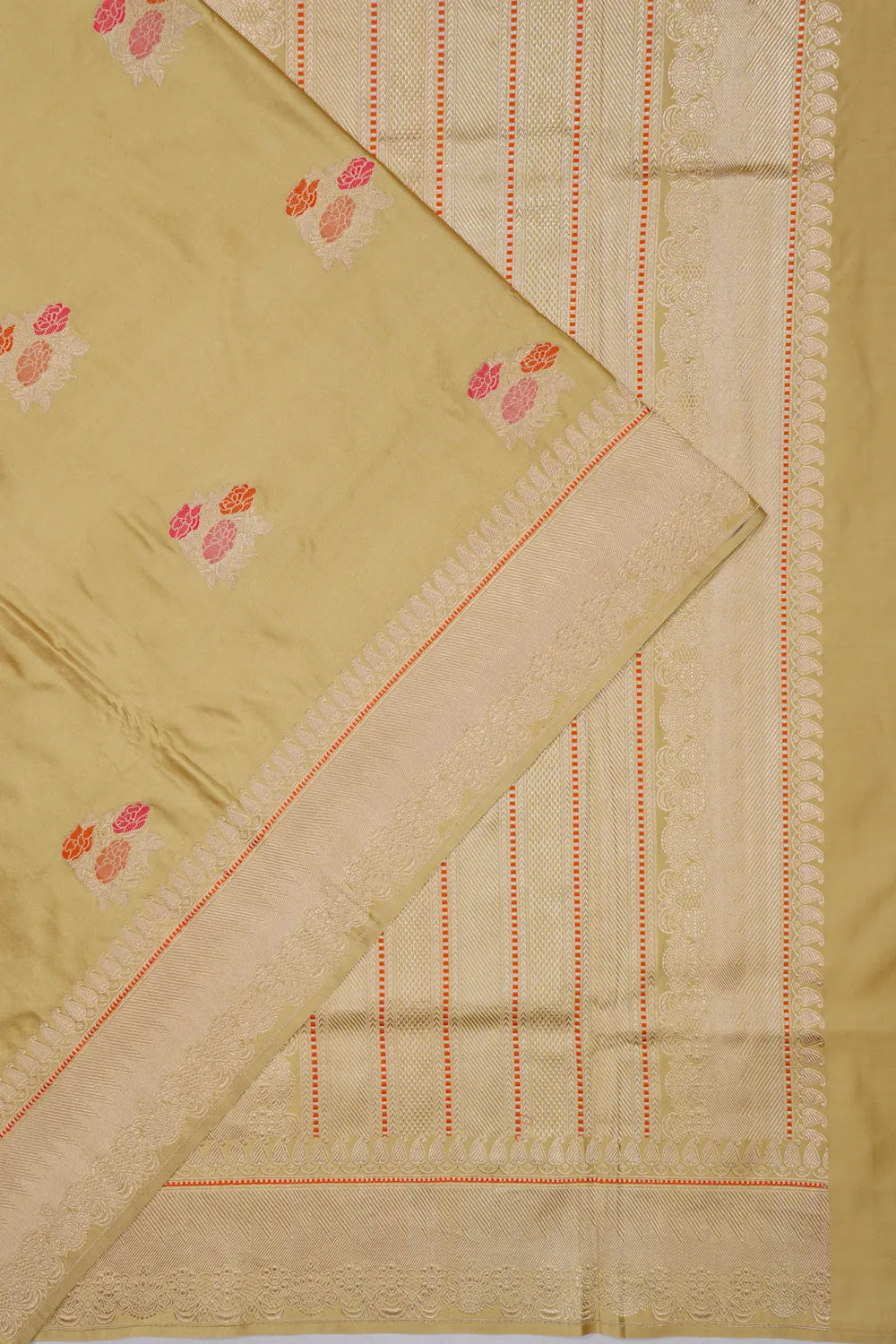 Banarasi Satin Butta Cream Saree