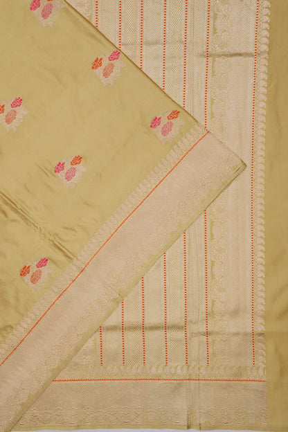 Banarasi Satin Butta Cream Saree