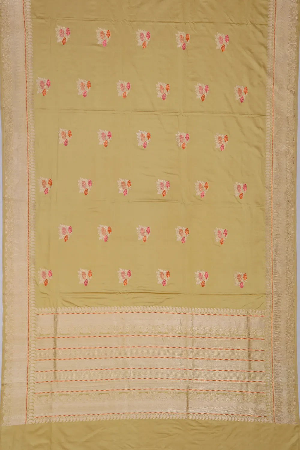 Banarasi Satin Butta Cream Saree