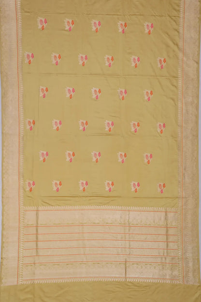 Banarasi Satin Butta Cream Saree