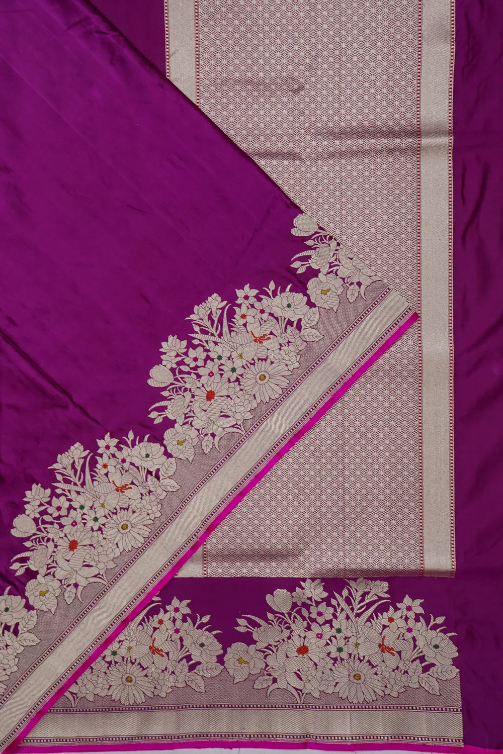 Banarasi Satin Plain Purple Saree