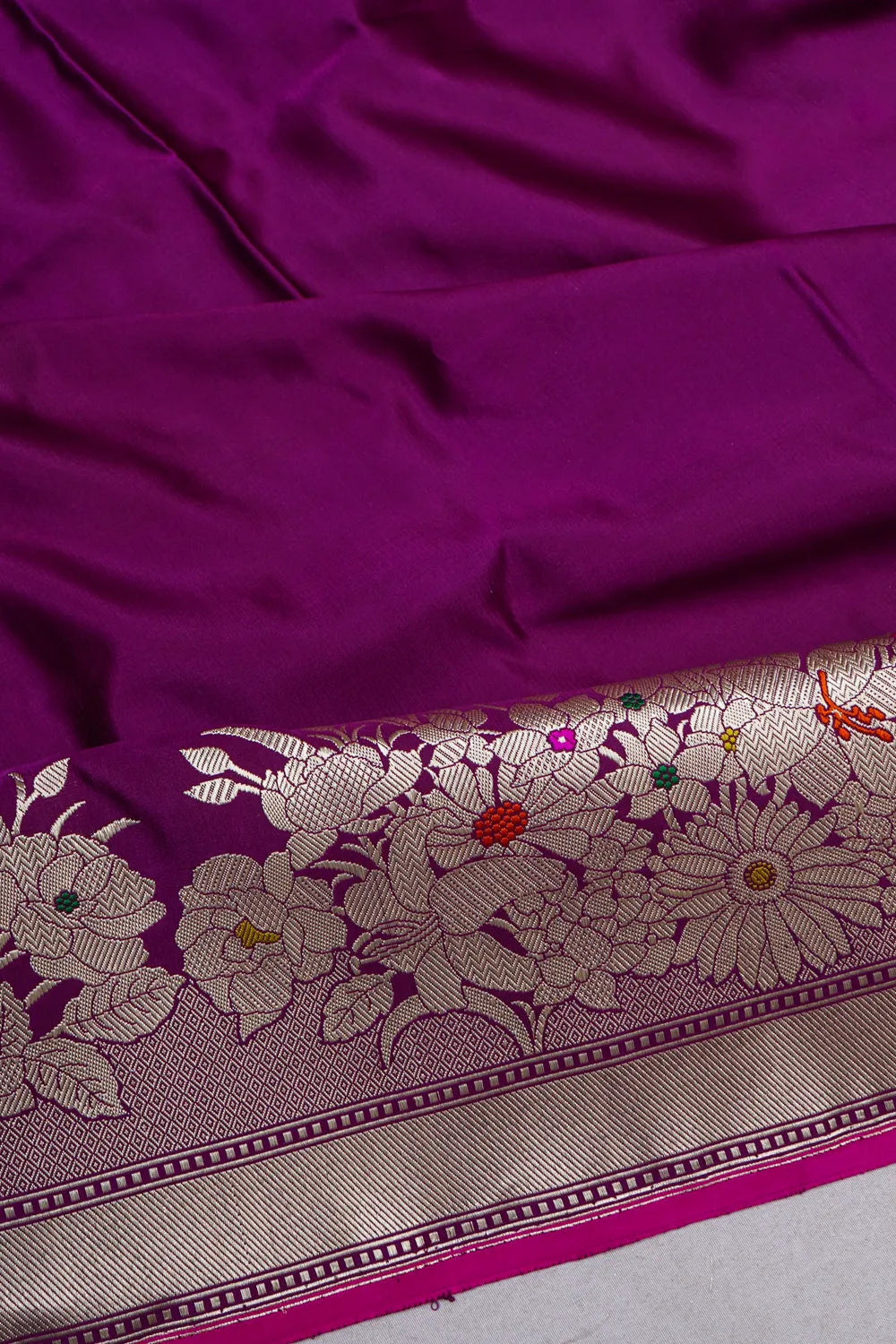 Banarasi Satin Plain Purple Saree