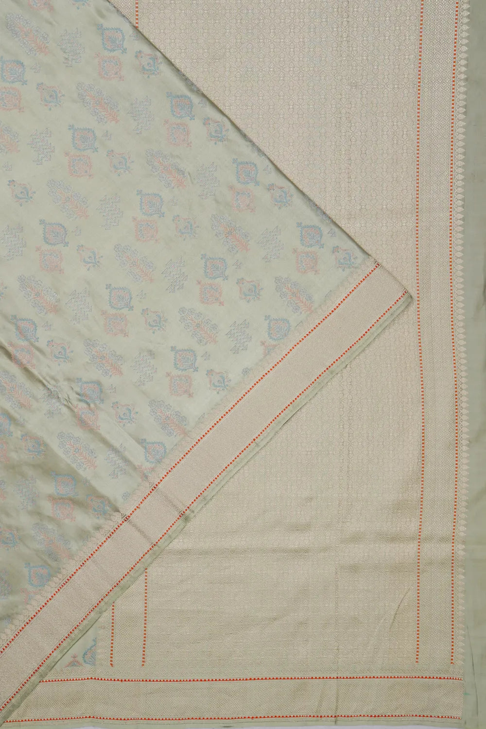 Banarasi Silk Tanchoi Butta Pastel Green Saree