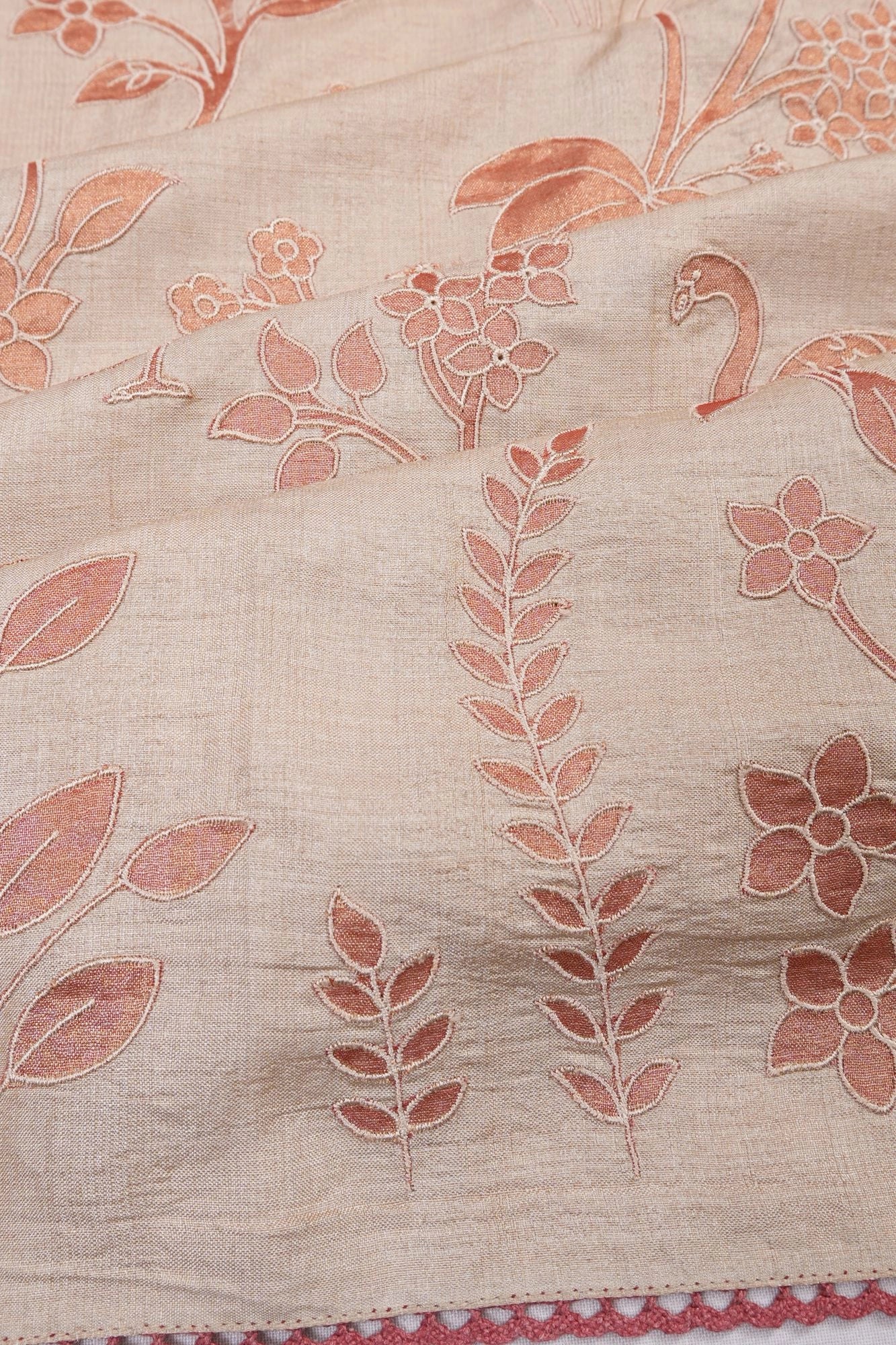 Tussar Embroidery Outline Cream Saree