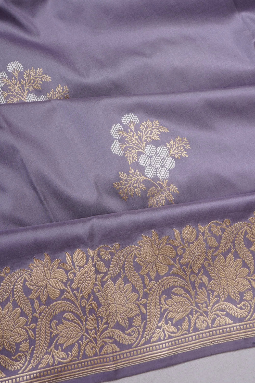 Banarasi Silk Kadwa Butta Lavender Saree