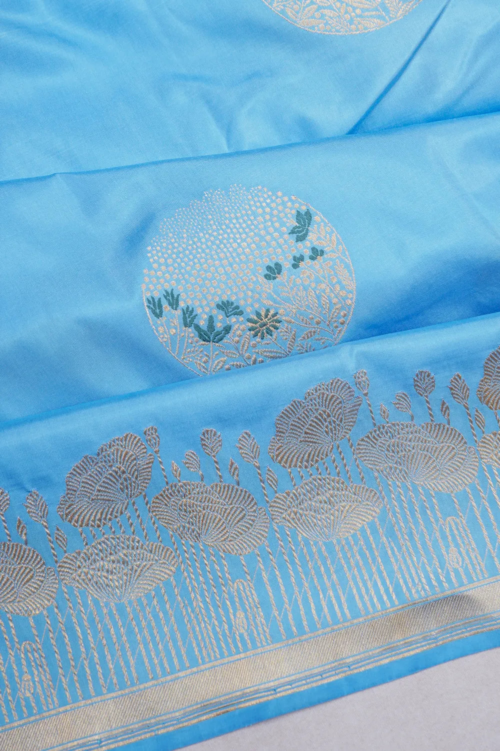 Banarasi Silk Kadwa Butta Sky Blue Saree