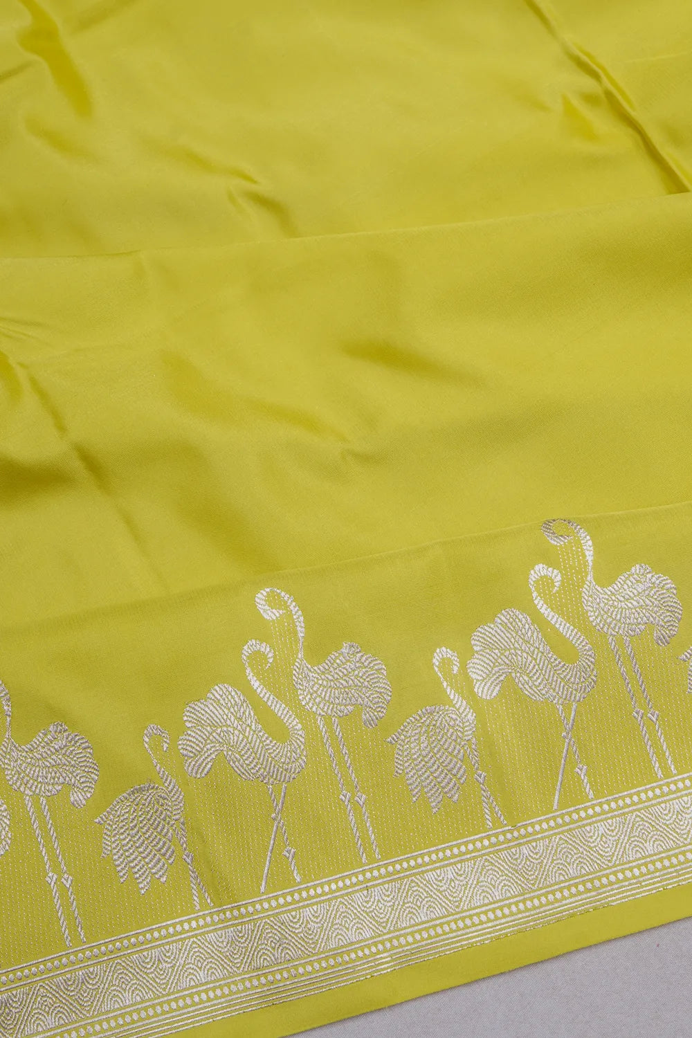 Banarasi Satin Plain Yellow Saree