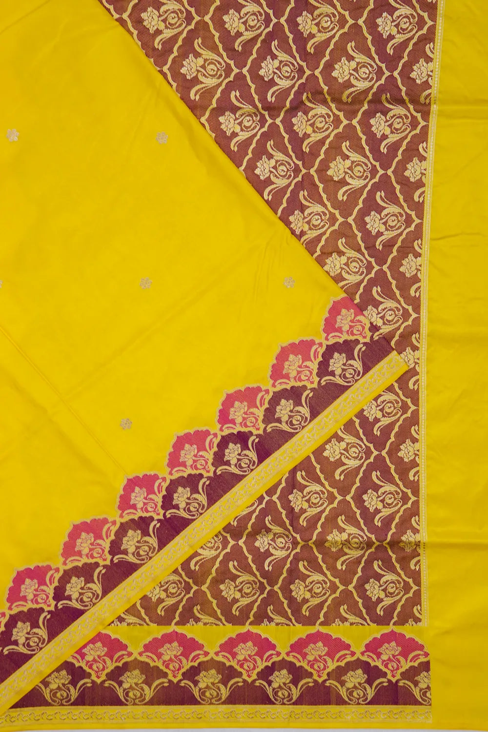 Banarasi Silk Butta Lemon Yellow Saree