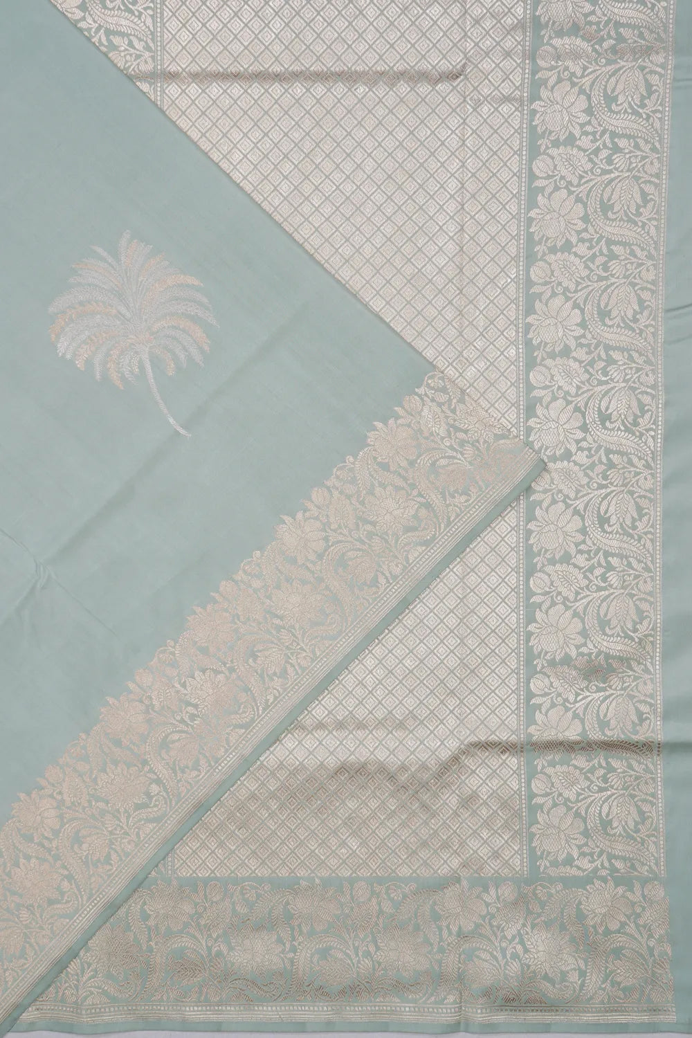 Banarasi Silk Kadwa Butta Pastel Blue Saree