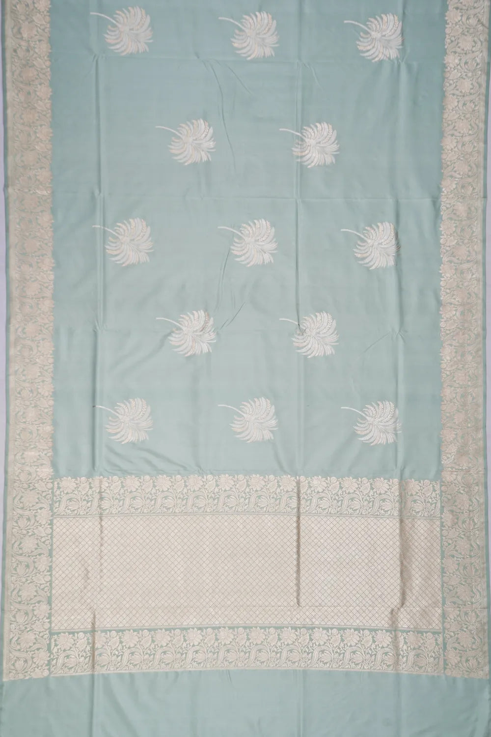Banarasi Silk Kadwa Butta Pastel Blue Saree