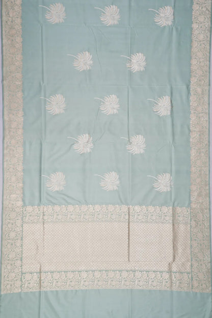 Banarasi Silk Kadwa Butta Pastel Blue Saree