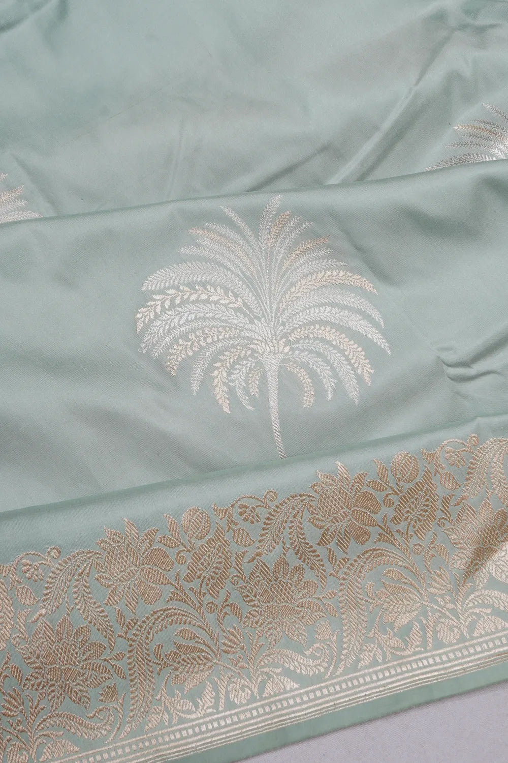 Banarasi Silk Kadwa Butta Pastel Blue Saree