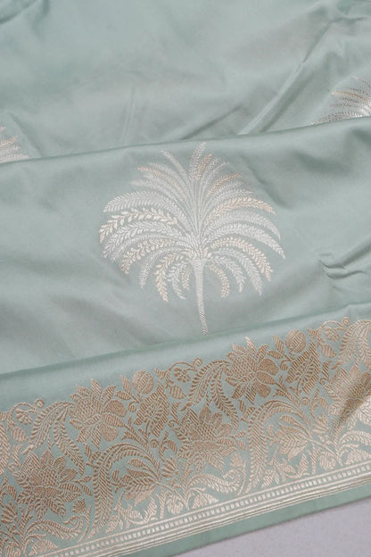 Banarasi Silk Kadwa Butta Pastel Blue Saree