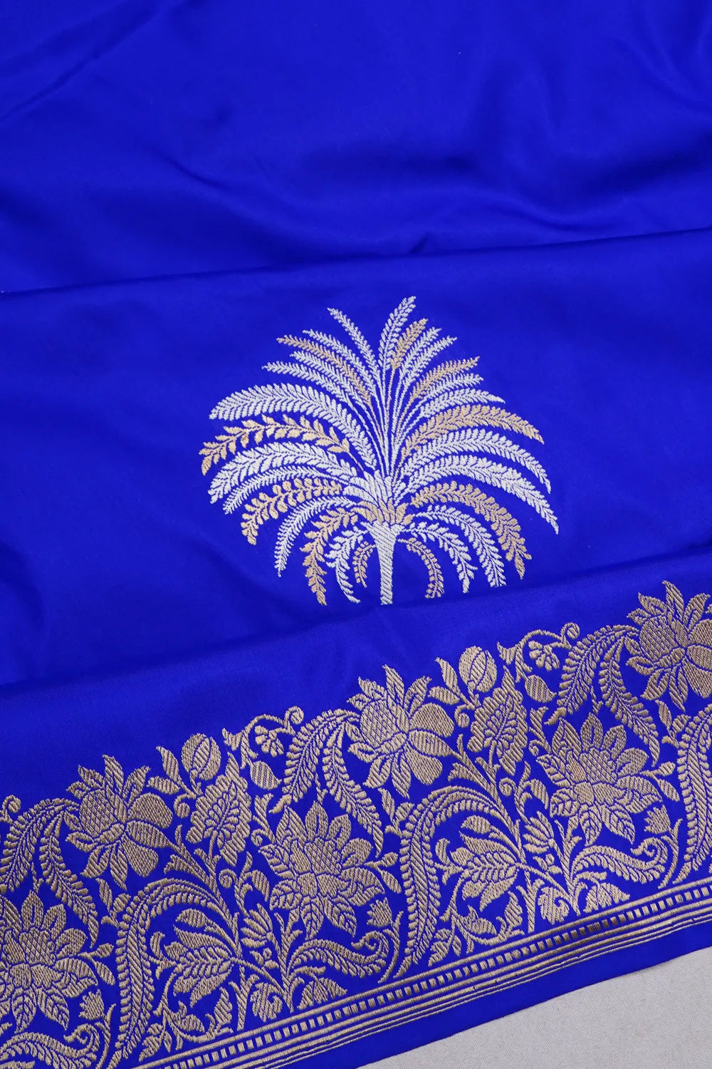 Banarasi Silk Kadwa Butta Royal Blue Saree