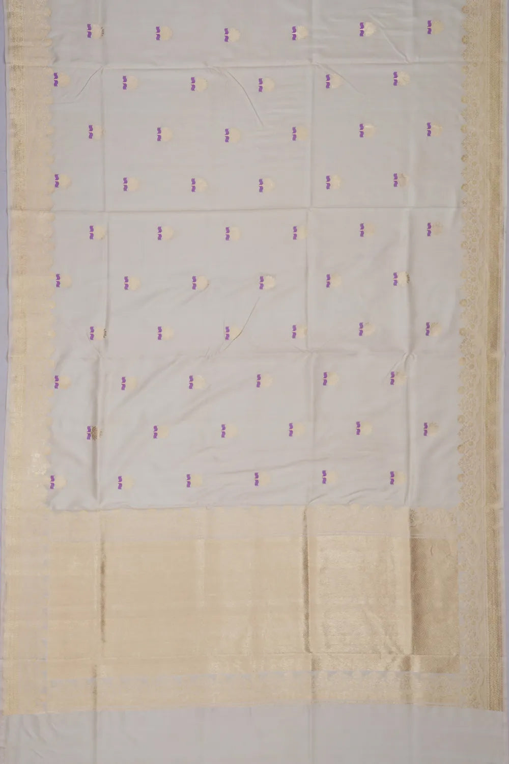Banarasi Silk Kadwa Butta Off White Saree