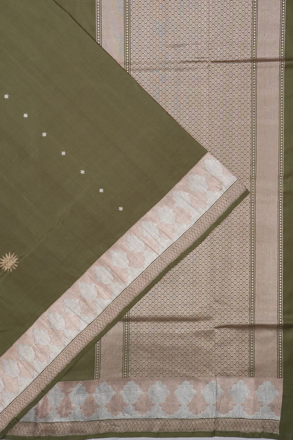 Banarasi Silk Kadwa Butta Mehendi Green Saree